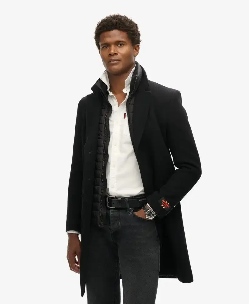 Superdry Mens 2 In 1 Towncoat Overcoat Black