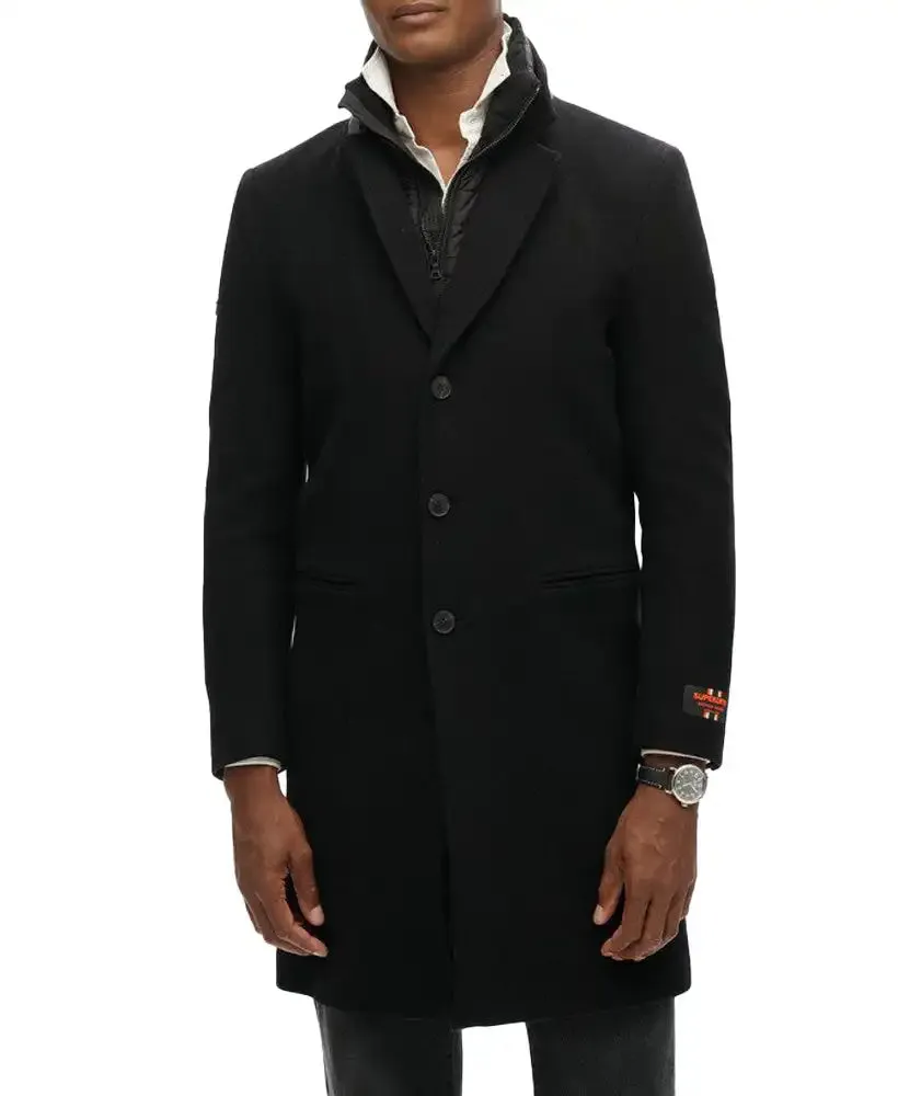 Superdry Mens 2 In 1 Towncoat Overcoat Black