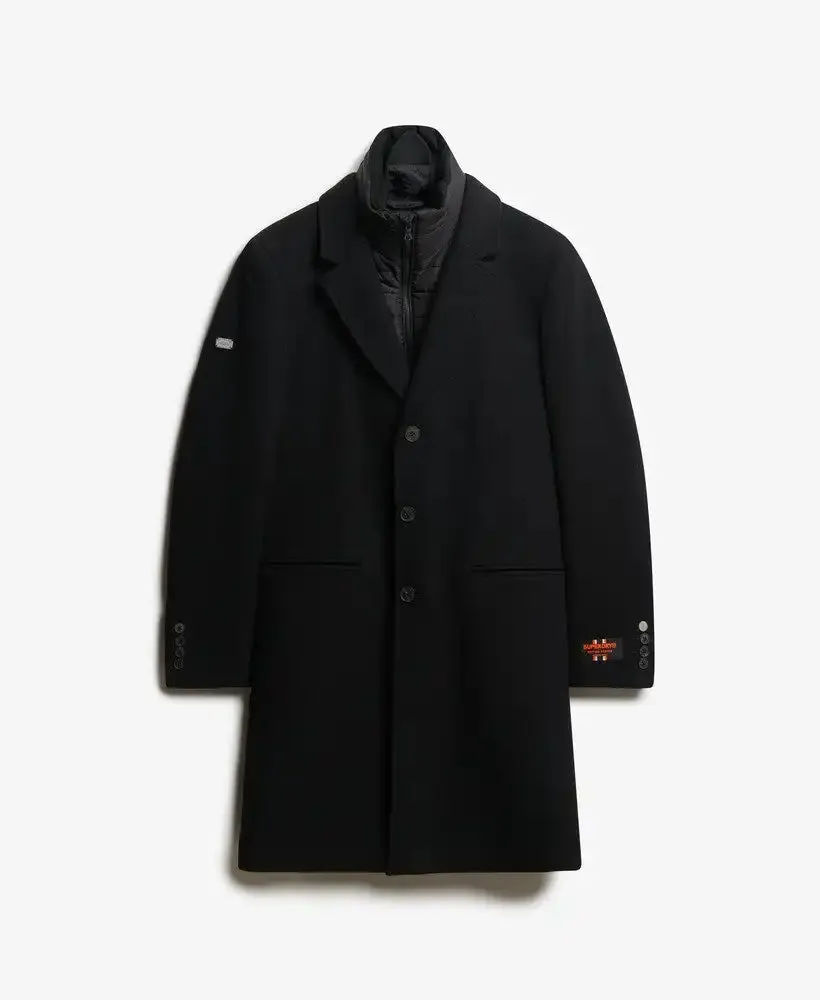 Superdry Mens 2 In 1 Towncoat Overcoat Black