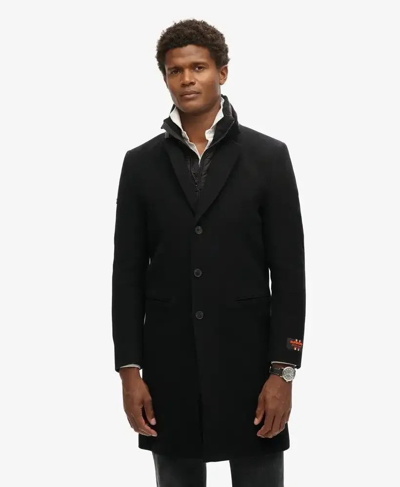 Superdry Mens 2 In 1 Towncoat Overcoat Black
