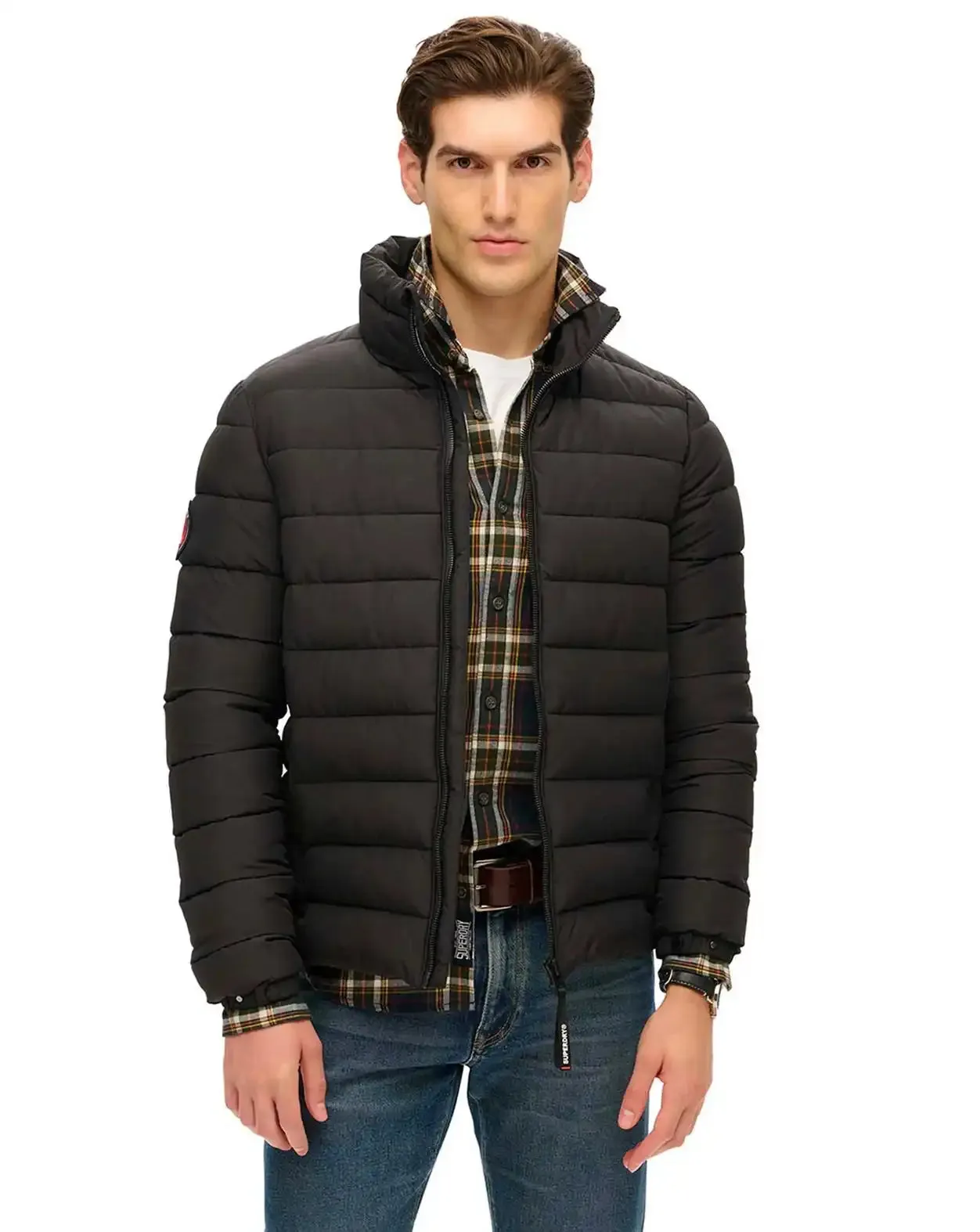 Superdry Mens Fuji Embroidered Padded Jacket Black