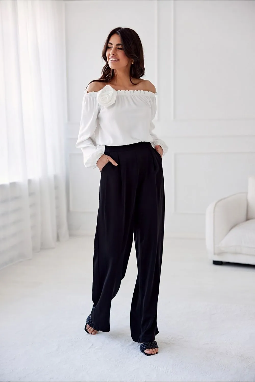 Tailored High-Waist Wide-Leg Trousers