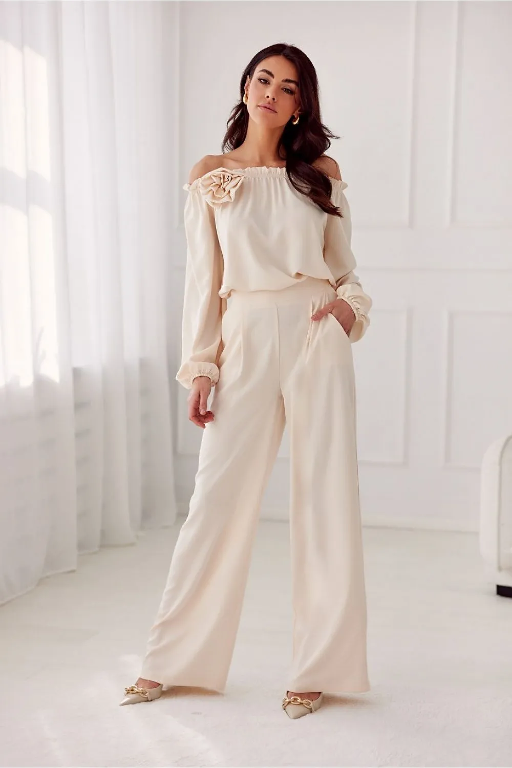 Tailored High-Waist Wide-Leg Trousers