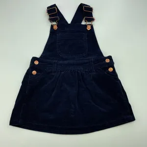 Target navy stretch corduroy overalls dress / pinafore, size 2, Pre-loved