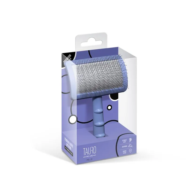 Tauro Pro Line Ergonomic Plastic Dog & Cat Brush Curved Stainless Steel Teeth For Detangling And Comfortable Brushing, teeth 0.79 in, thin