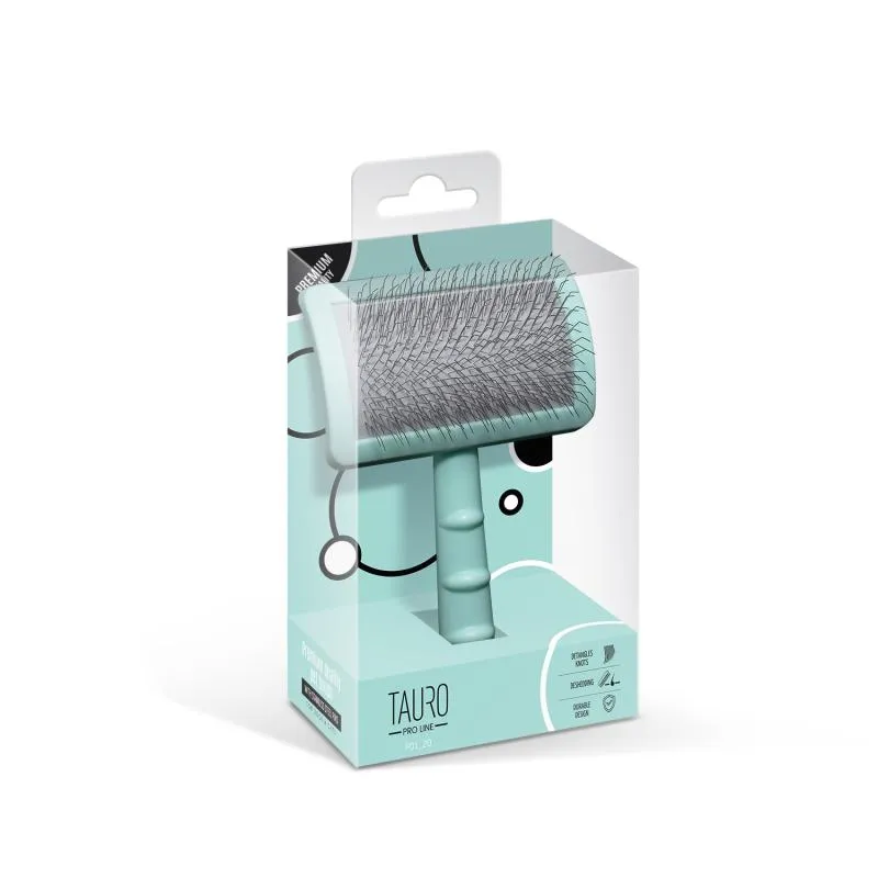 Tauro Pro Line Ergonomic Plastic Dog & Cat Brush Curved Stainless Steel Teeth For Detangling And Comfortable Brushing, teeth 0.79 in, thin
