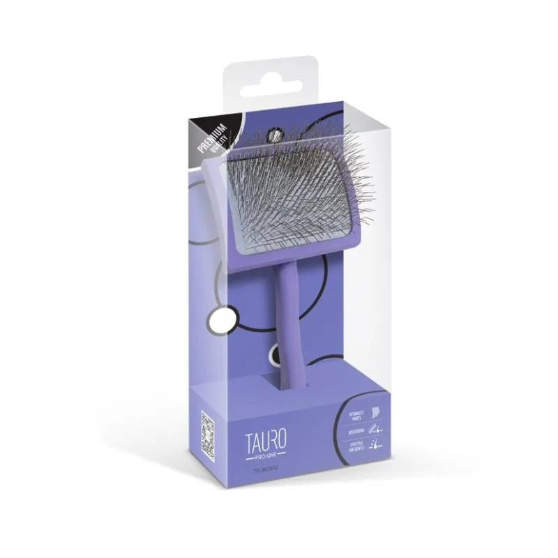 Tauro Pro Line wooden brush, curved, rectangular, pins 0.98, purple