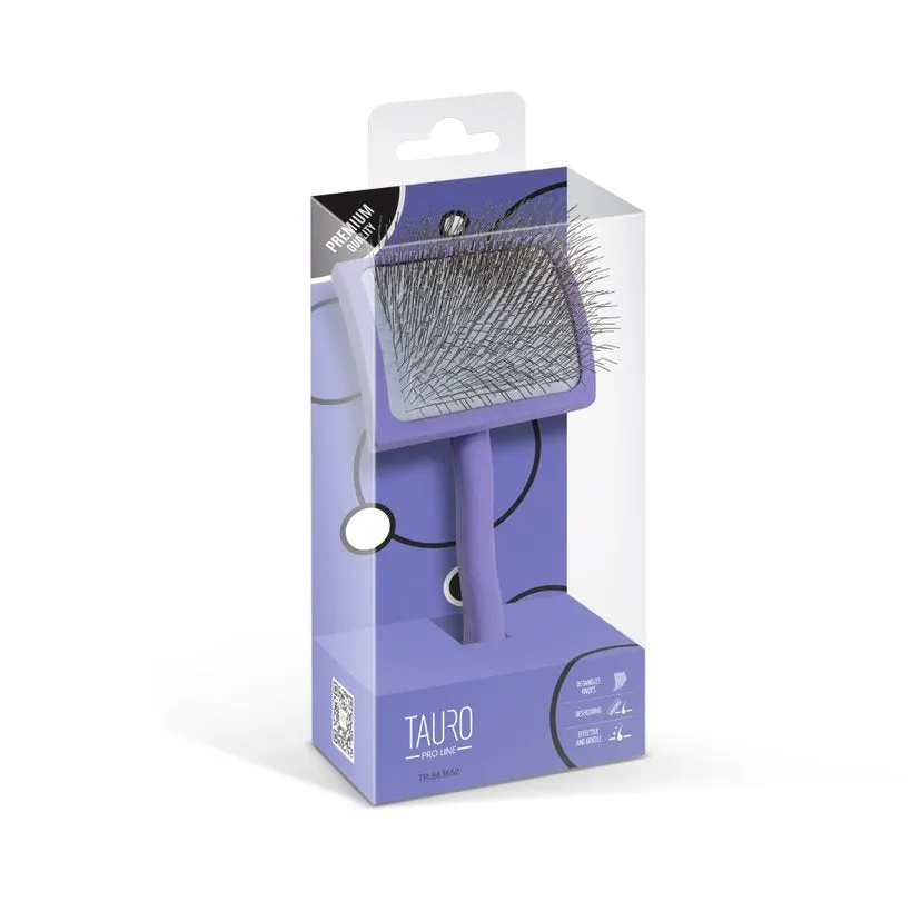 Tauro Pro Line wooden brush, curved, rectangular, pins 0.98, purple
