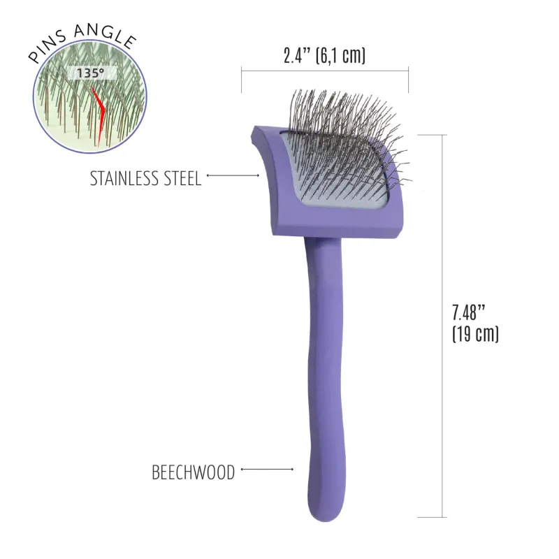 Tauro Pro Line wooden brush, curved, rectangular, pins 0.98, purple
