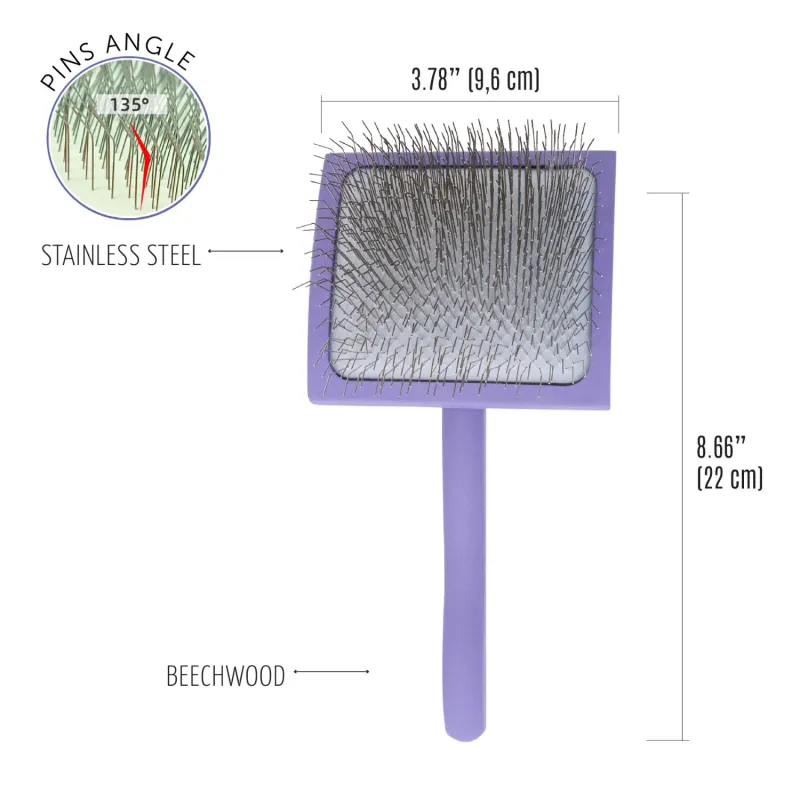 Tauro Pro Line wooden brush, curved, rectangular, pins 0.98, purple
