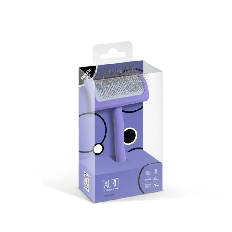 Tauro Pro Line wooden brush, curved, rectangular, pins 0.98, purple