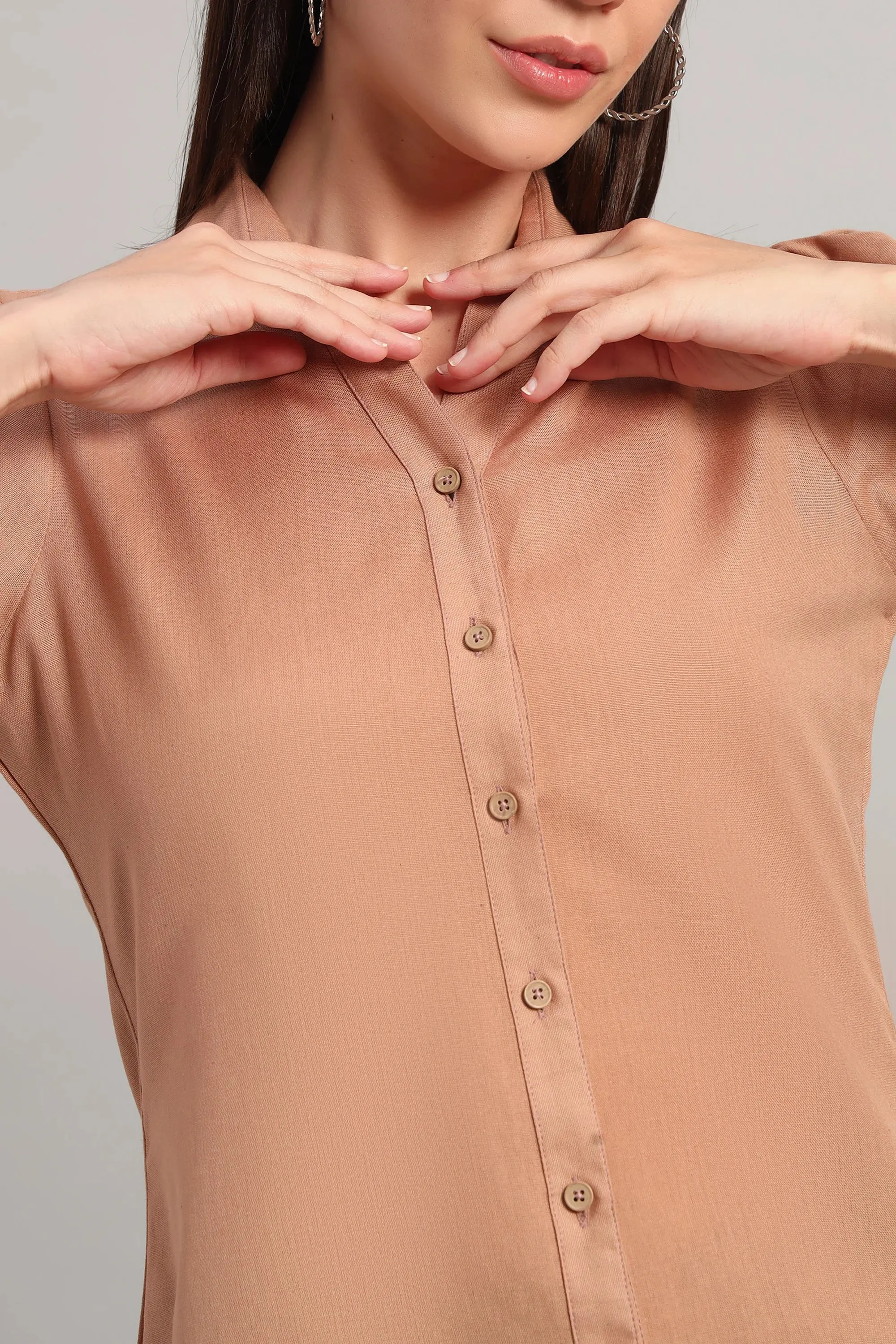 The All-Day Shirt Collar Top, Peach