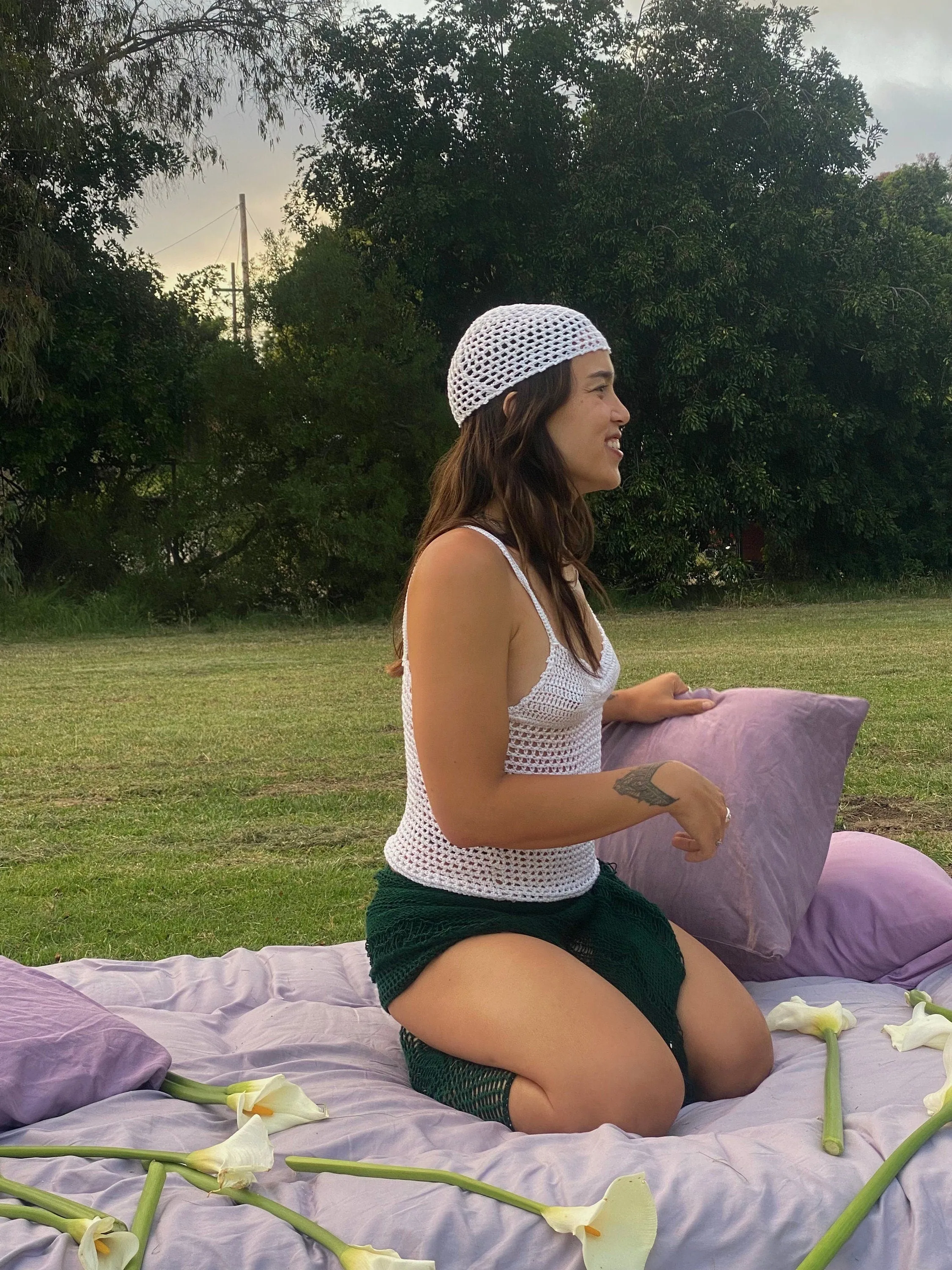 The Daisy Mesh Milkmaid Crochet Top