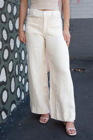 The Linen Marine Wide Leg Pant, Birch | Sanctuary