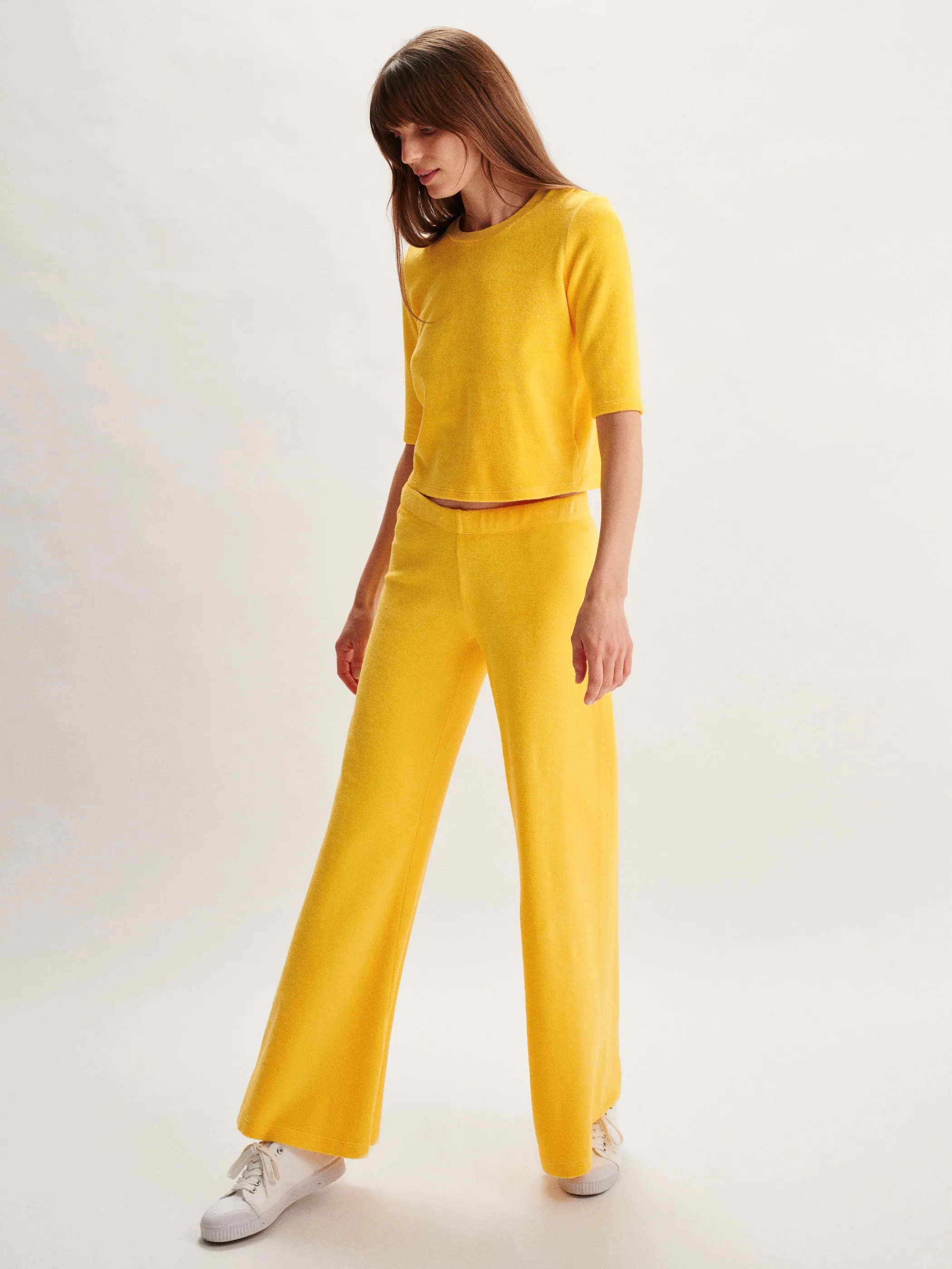 The Lito Low Rise Flare Pants in Terry