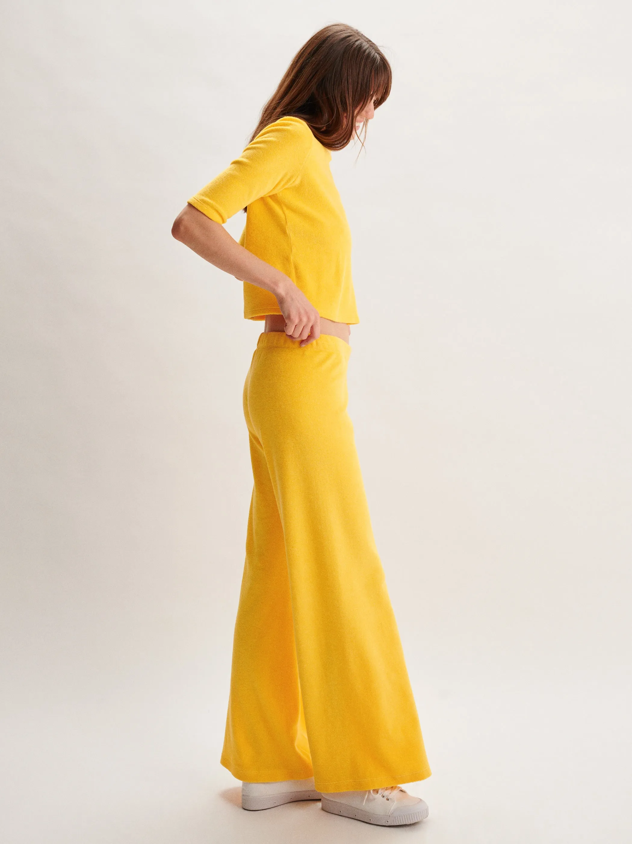 The Lito Low Rise Flare Pants in Terry