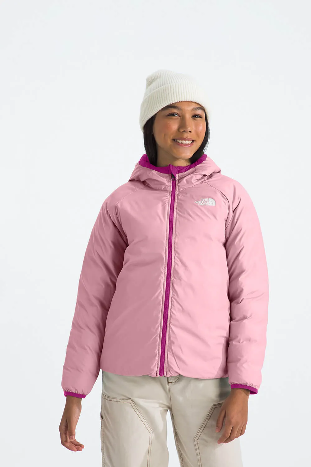 The North Face Reversible Perrito Hooded Jacket for Girls in Deep Mulberry | NF0A88UE-1I7