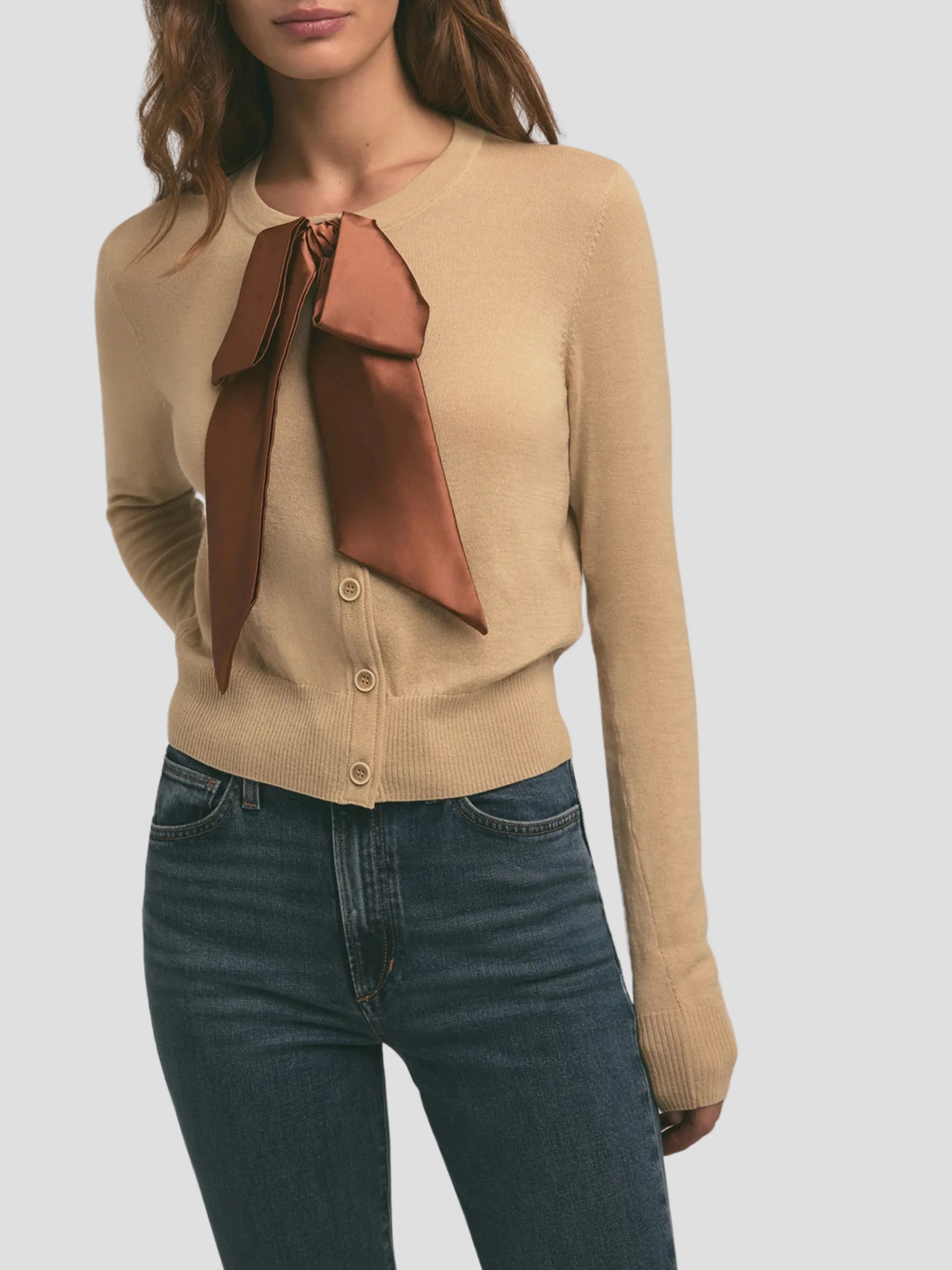The Take a Bow Cardigan in Sand