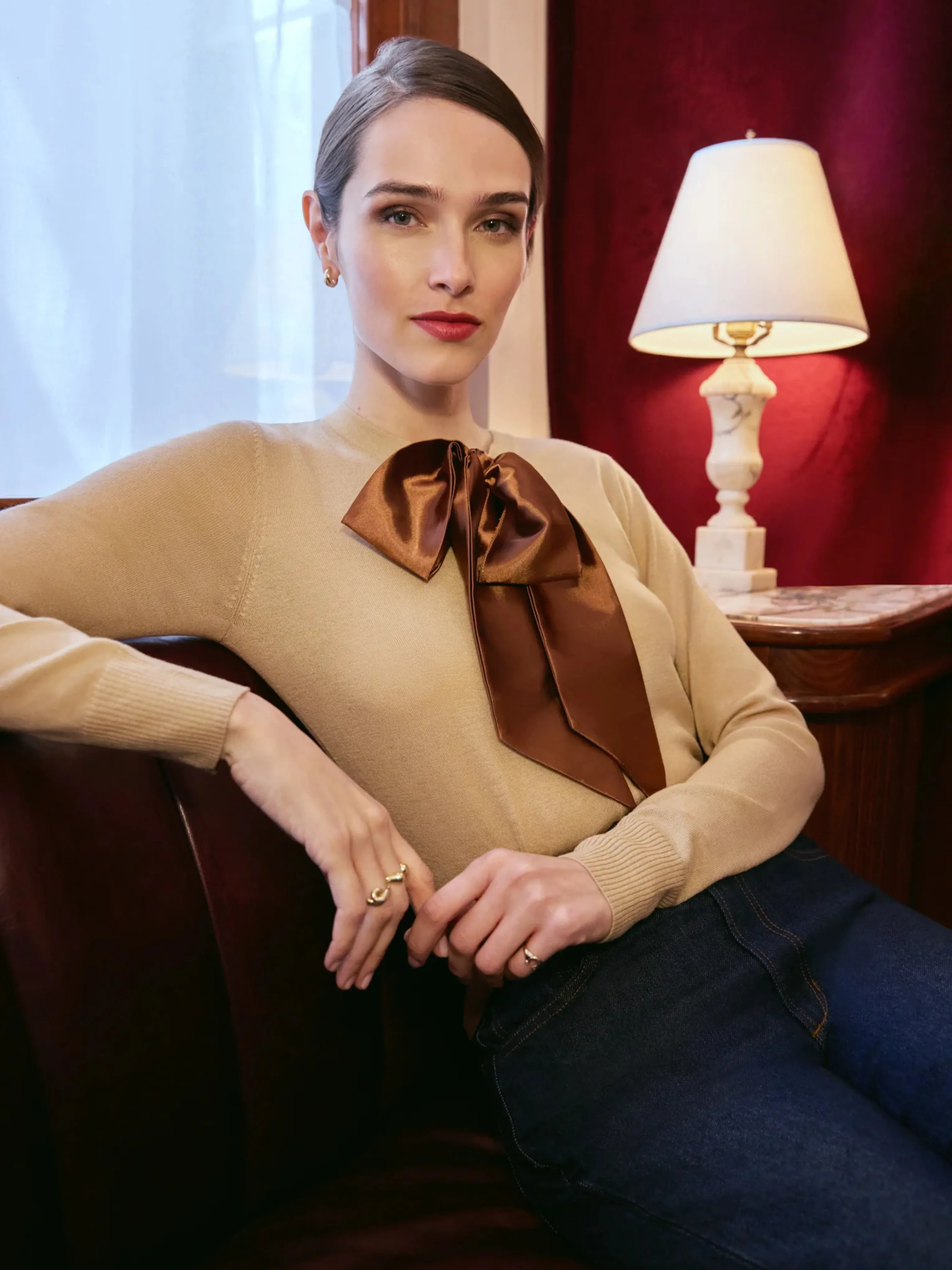The Take a Bow Cardigan in Sand