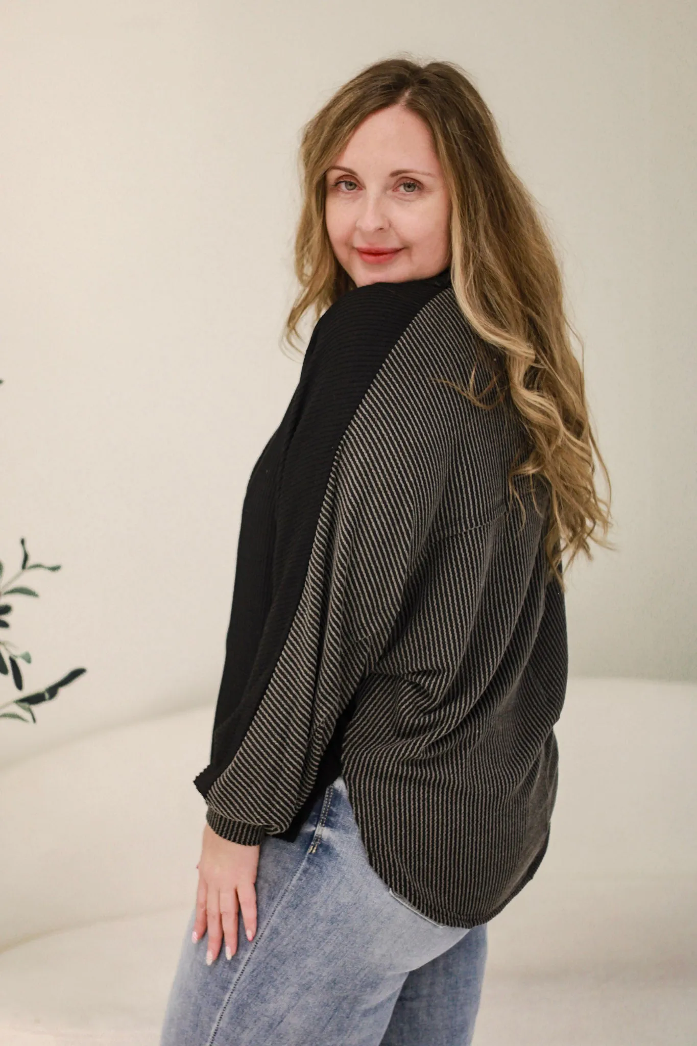 The Tessa Two Tone Ribbed Top