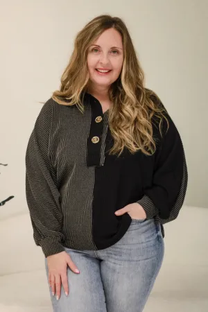 The Tessa Two Tone Ribbed Top