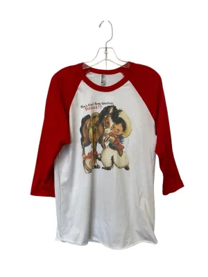 Top 3/4 Sleeve Basic By American Apparel In Red & White, Size: M
