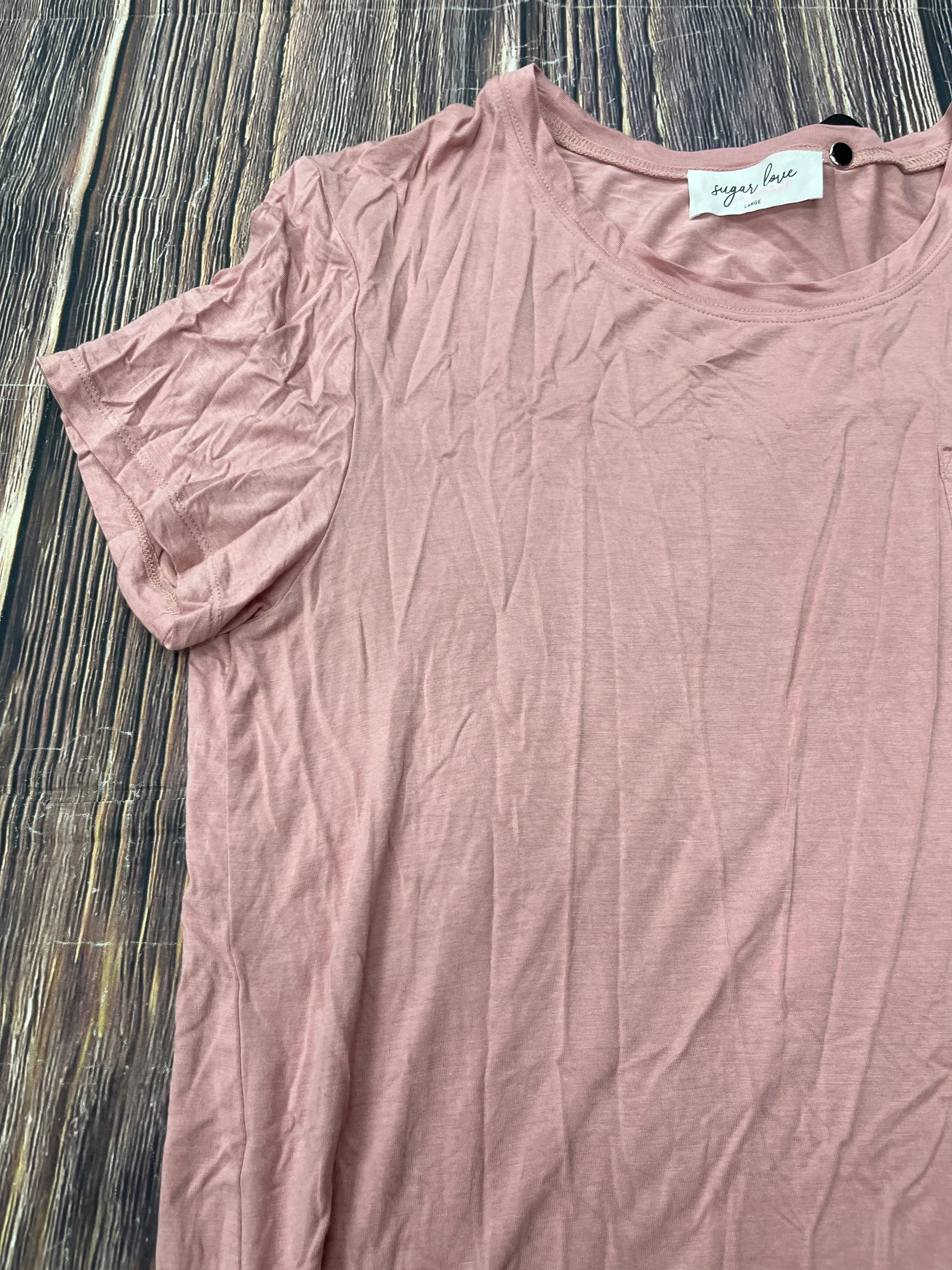 Top Short Sleeve Basic By Clothes Mentor In Pink, Size: L