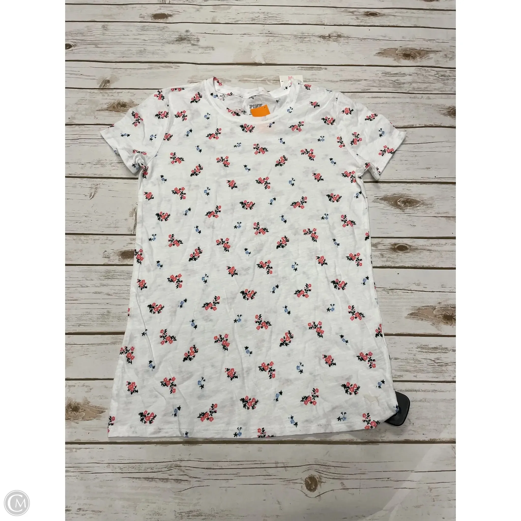 Top Short Sleeve Basic By Pink In Floral Print, Size: Xs