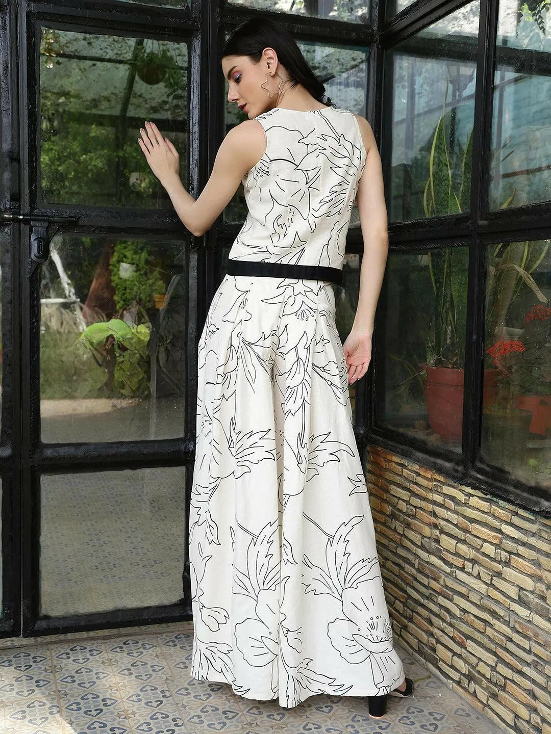 Tropical Bliss Off White Printed 2-Piece Set