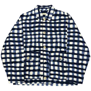 Uniqlo X Marni Collared Check Jacket In Blue & White ( L )