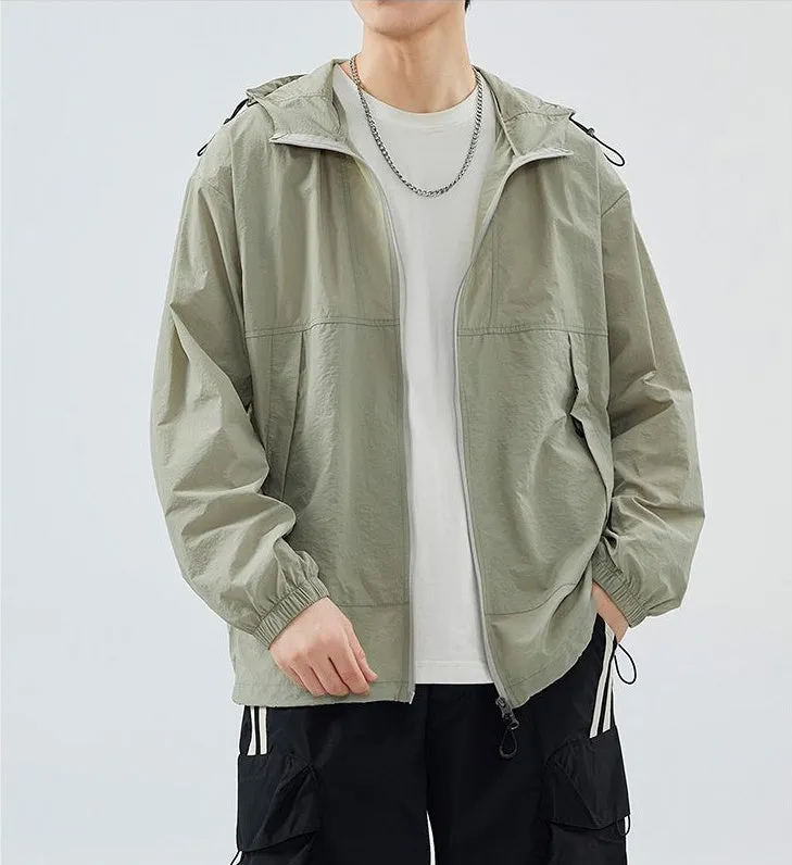UPF50  Outdoor Windbreaker with Drawstring Hem for Men
