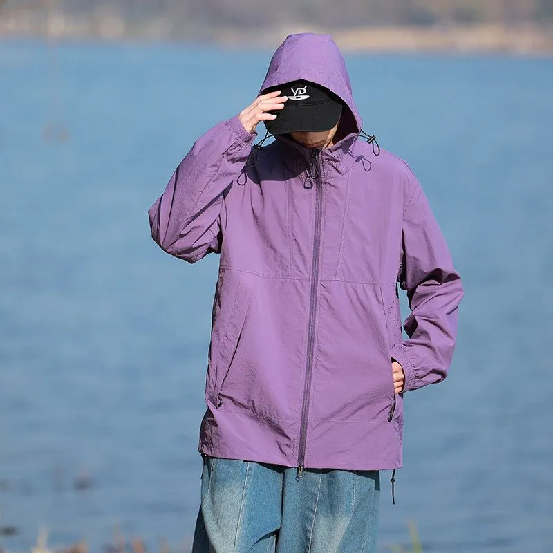 UPF50  Outdoor Windbreaker with Drawstring Hem for Men