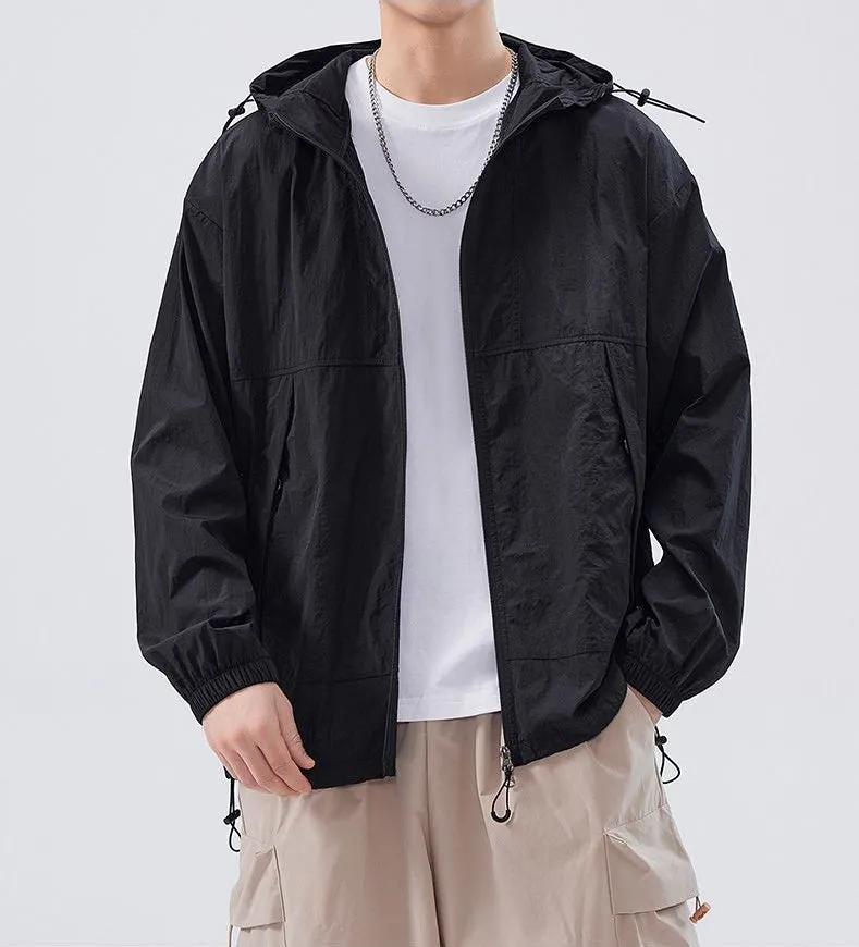 UPF50  Outdoor Windbreaker with Drawstring Hem for Men