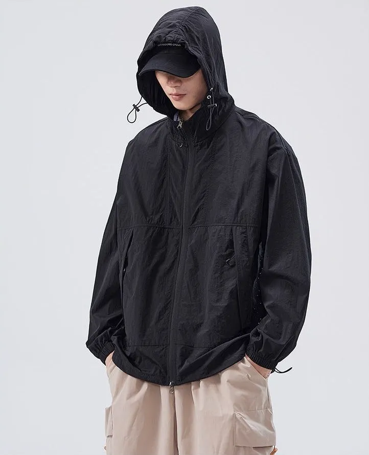 UPF50  Outdoor Windbreaker with Drawstring Hem for Men