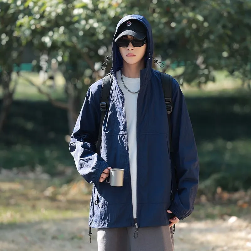 UPF50  Outdoor Windbreaker with Drawstring Hem for Men
