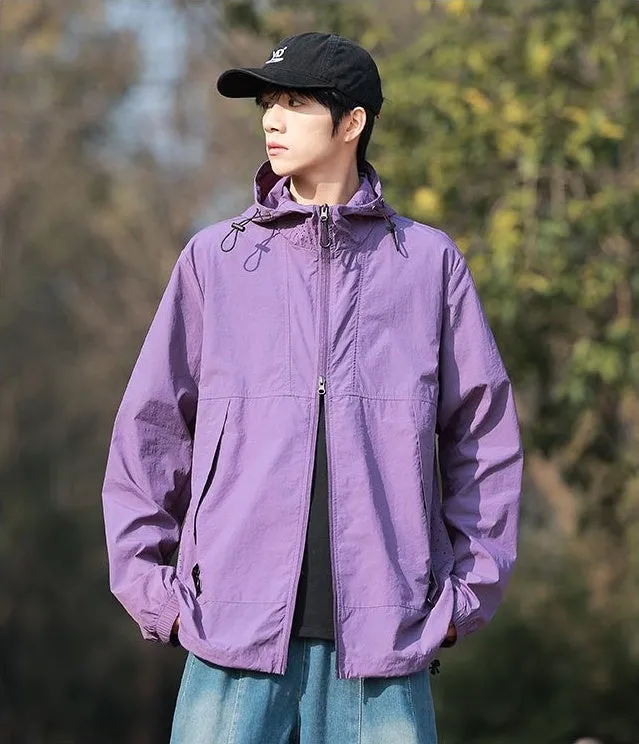 UPF50  Outdoor Windbreaker with Drawstring Hem for Men