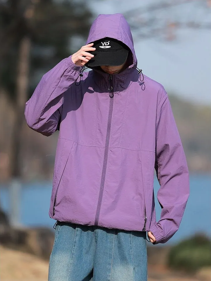 UPF50  Outdoor Windbreaker with Drawstring Hem for Men