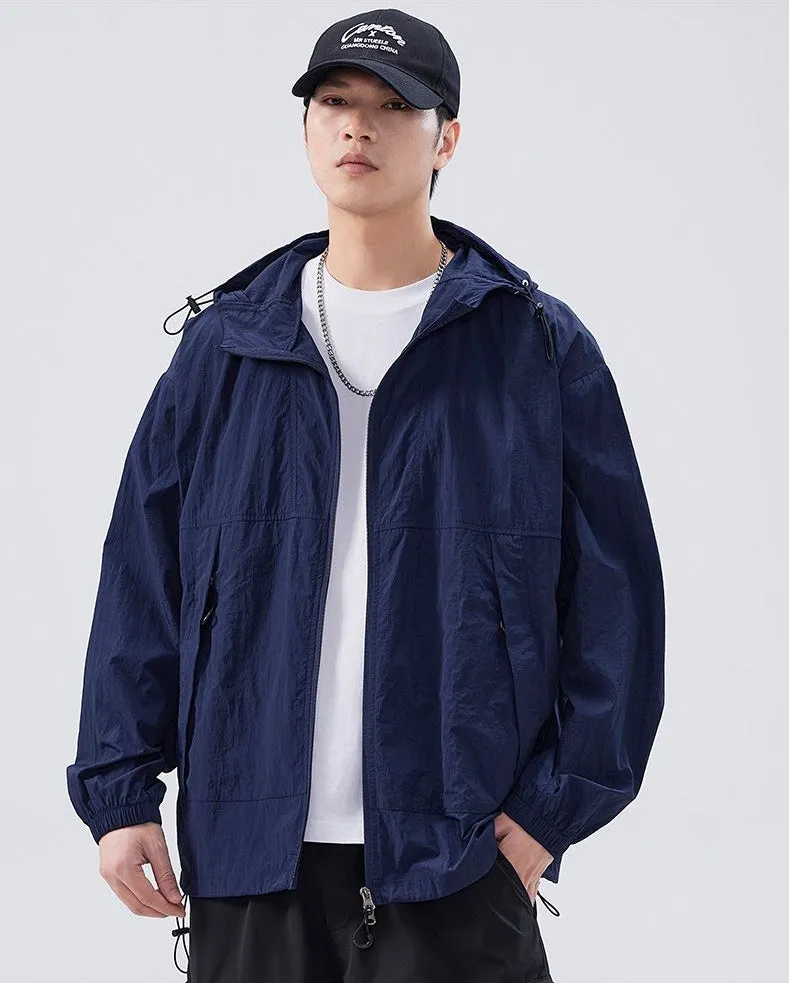 UPF50  Outdoor Windbreaker with Drawstring Hem for Men