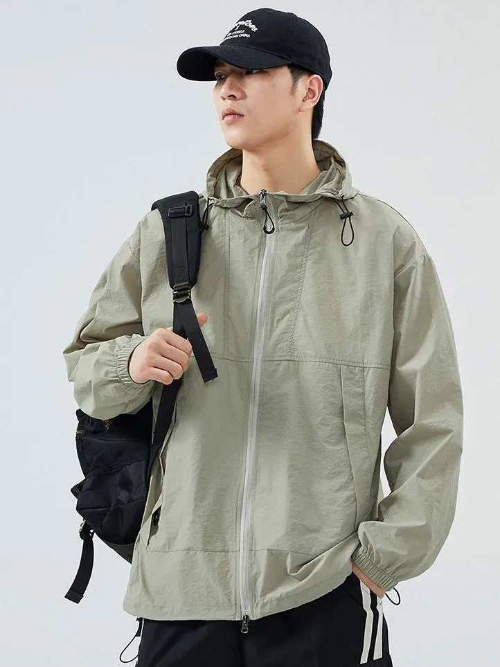 UPF50  Outdoor Windbreaker with Drawstring Hem for Men