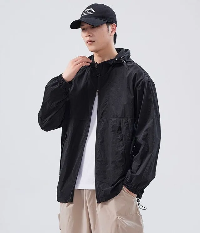 UPF50  Outdoor Windbreaker with Drawstring Hem for Men