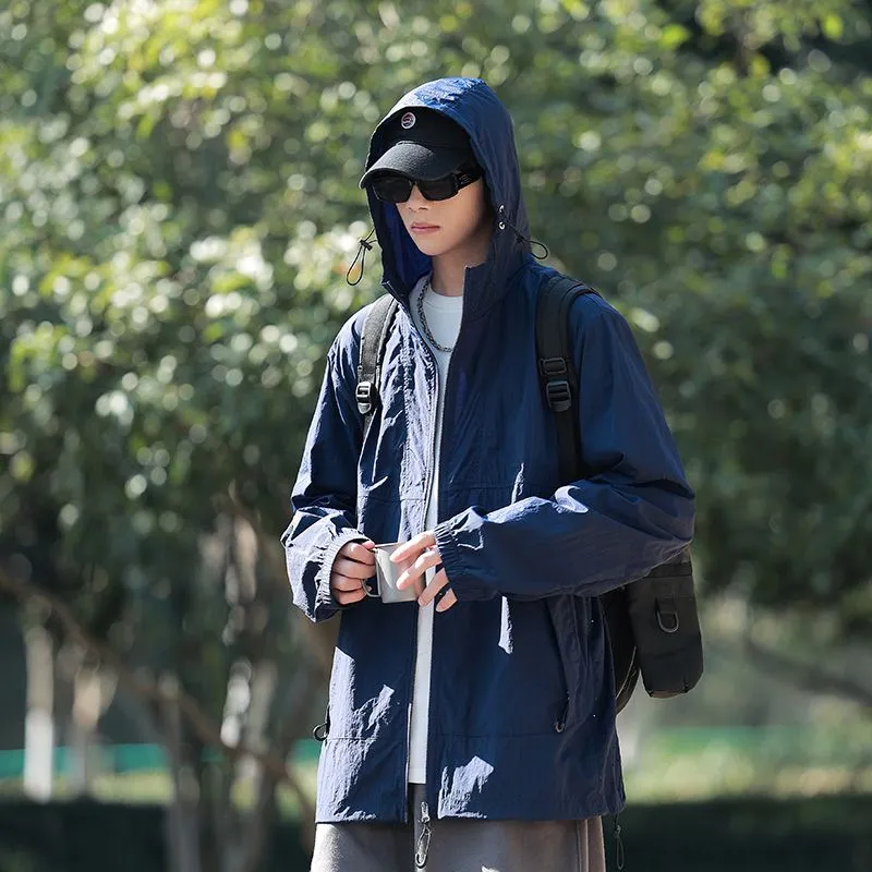 UPF50  Outdoor Windbreaker with Drawstring Hem for Men