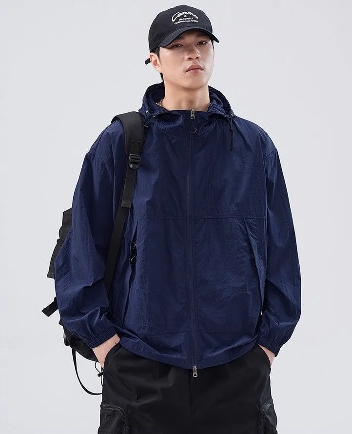 UPF50  Outdoor Windbreaker with Drawstring Hem for Men