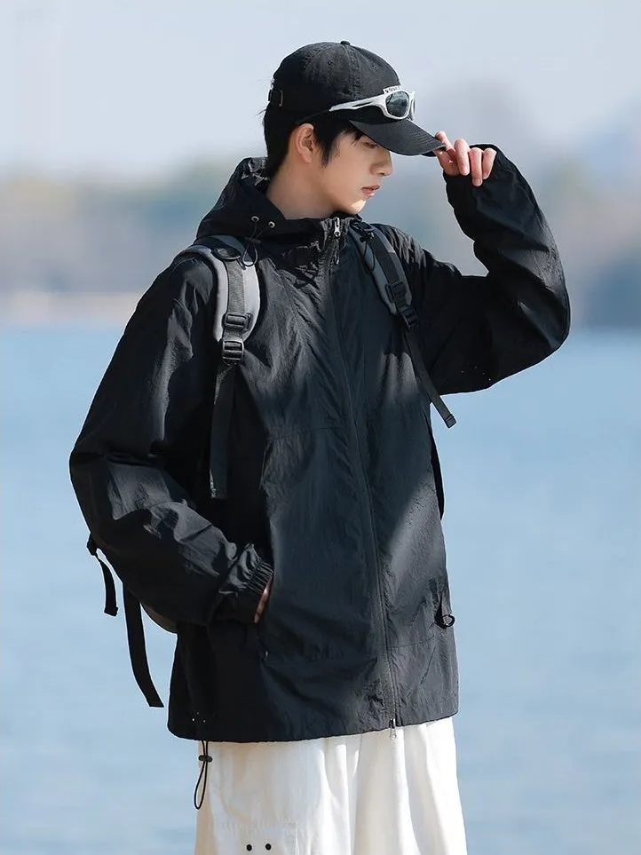 UPF50  Outdoor Windbreaker with Drawstring Hem for Men