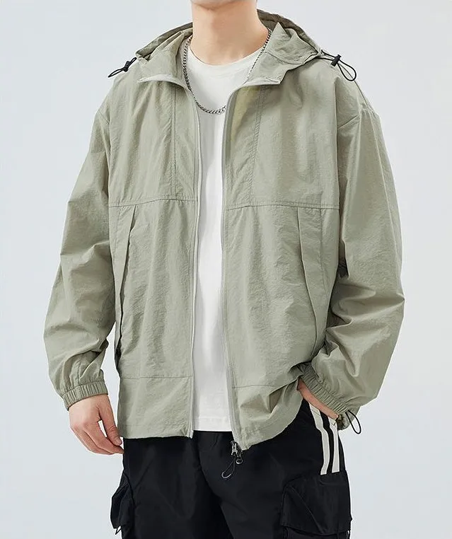 UPF50  Outdoor Windbreaker with Drawstring Hem for Men
