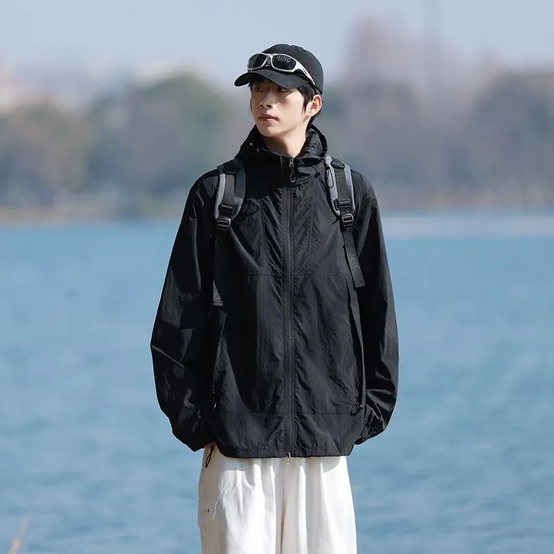UPF50  Outdoor Windbreaker with Drawstring Hem for Men