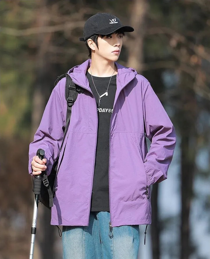 UPF50  Outdoor Windbreaker with Drawstring Hem for Men