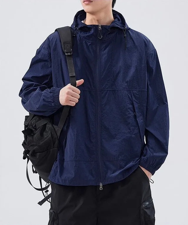 UPF50  Outdoor Windbreaker with Drawstring Hem for Men