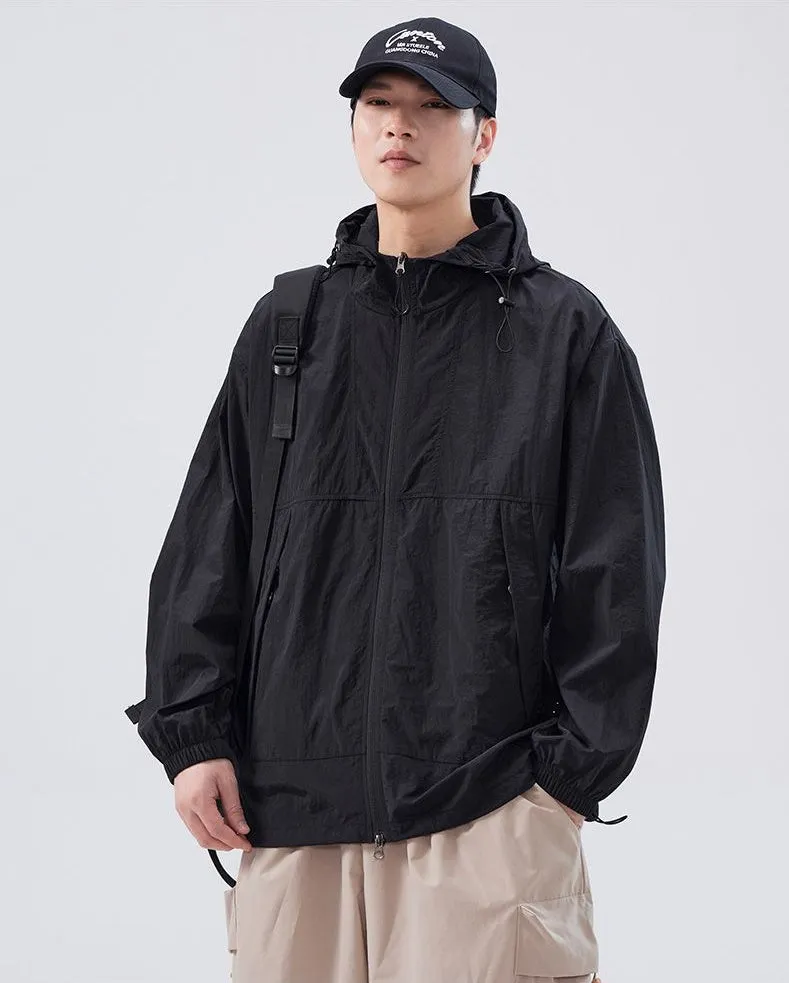 UPF50  Outdoor Windbreaker with Drawstring Hem for Men