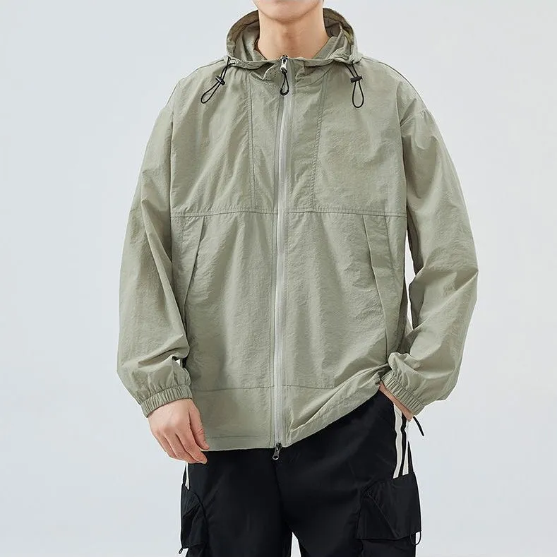 UPF50  Outdoor Windbreaker with Drawstring Hem for Men