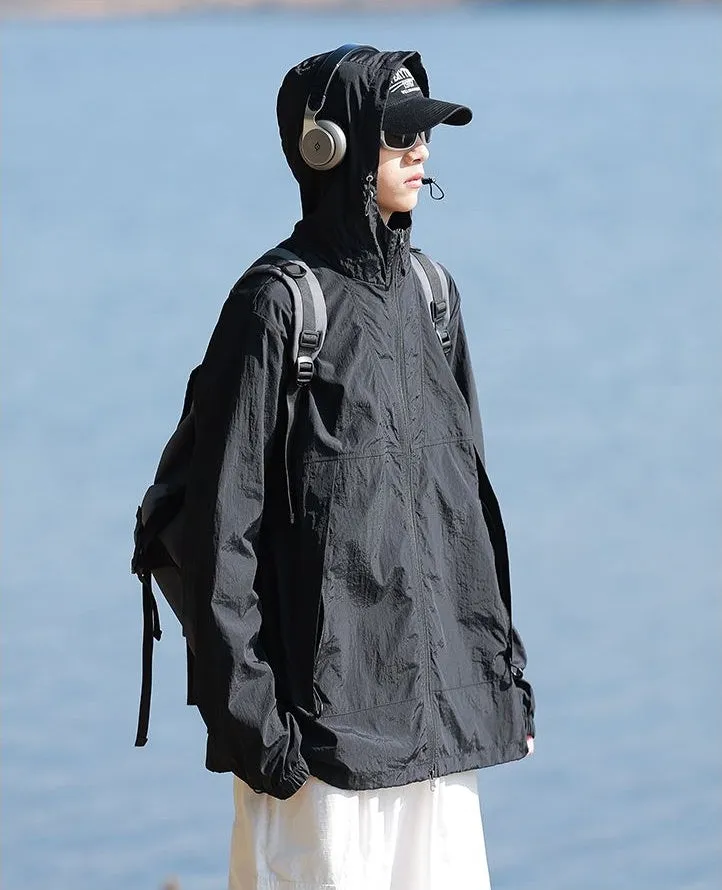 UPF50  Outdoor Windbreaker with Drawstring Hem for Men
